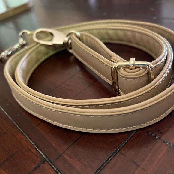 Purse strap taupe faux leather adjustable - Picture 1 of 8
